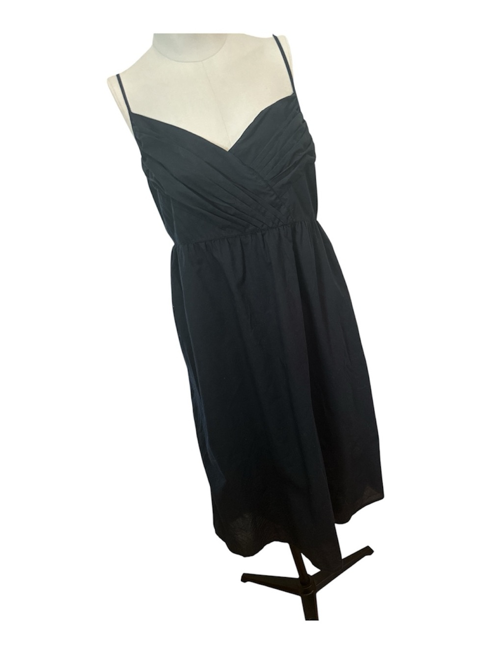 Esprit 100% Cotton Black Sundress Pleated Empire Waist Midi Dress Size M